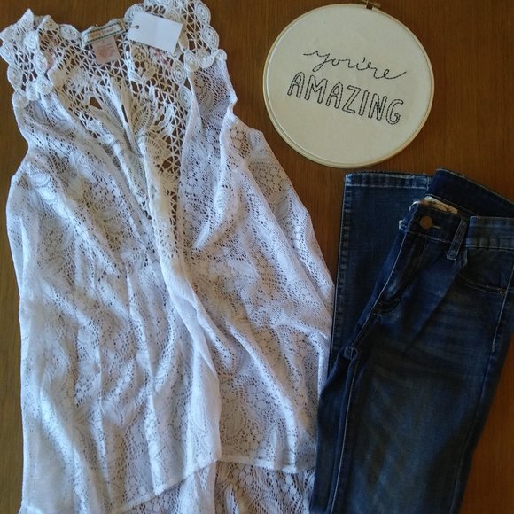 Flying Tomato | All Lace White Vest | S | New - Picture 3 of 14